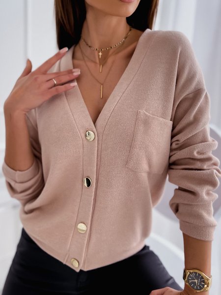 

Off Shoulder Cotton Blends Casual Knit coat, As picture, Cardigans