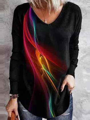 

V Neck Casual Off Shoulder Shirts & Tops, Black, T-Shirts