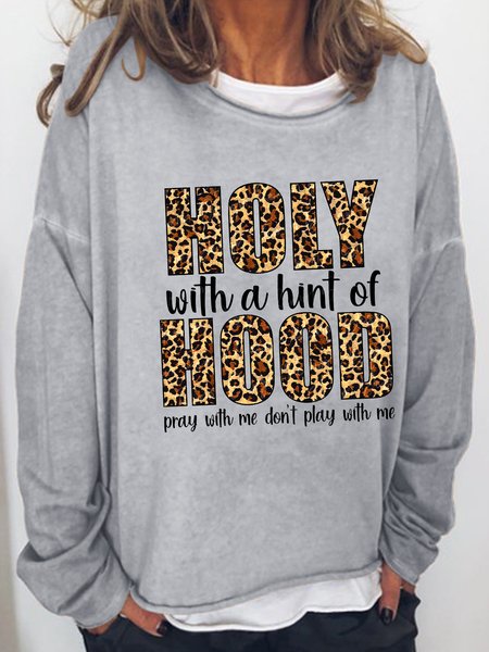 

Holy With A Hint Of Hood Round Neck Sweatshirt, Light gray, Hoodies&Sweatshirts