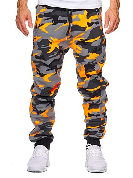 

Camo Outdoor Drawstring Pants, Orange, Men's pants