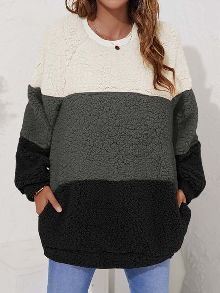 

Casual Color Block Crew Neck Sweatshirt, Gray, Hoodies & Sweatshirts