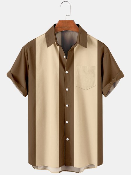 

Colorblock Work Shirt Collar Shirts & Tops, Khaki, Shirt