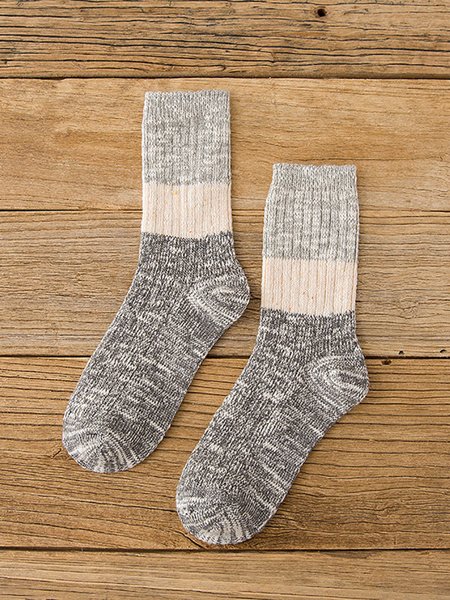 

Retro Simple Stitching Cotton Socks, Light gray, Socks