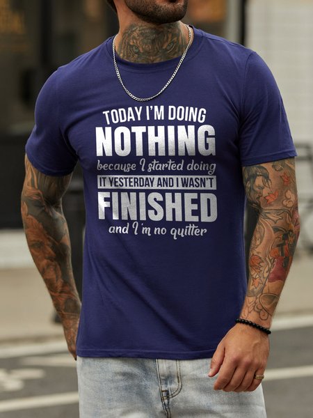 

I'm Doing Nothing Casual Letter Shirts & Tops, Deep blue, T-shirts