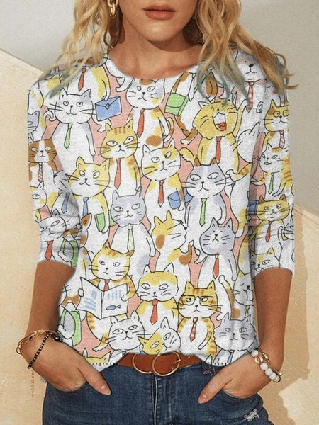 

Cat Casual Shirts & Tops, White, Hoodies&Sweatshirts