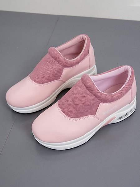 

Casual Letter Stitching Flying Knit Sneakers, Pink, Sneakers