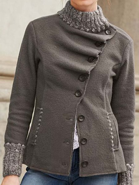 

Regular Fit Boat Neck Plain Outerwear, Deep gray, Outerwear