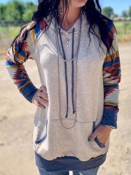 

Cotton Blends West Styles/Cows Geometric Sweatshirt, As picture, Hoodies & Sweatshirts