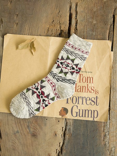 Retro etnico Cotone Calzini, Grigio chiaro, Socks