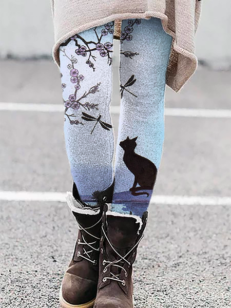 

Plus size Cat Graphic Skinny Leggings, Blue, Leggings