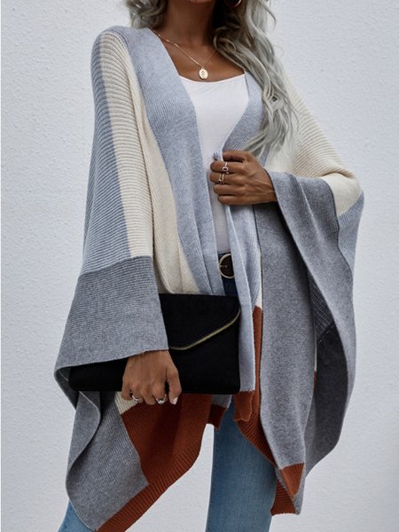 

Color Block Casual Outerwear, Light gray, Coats