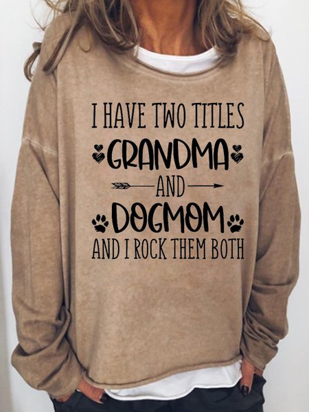 

Grandma & Dogmom Women’s Crew Neck Casual Sweatshirt, Light brown, Hoodies&Sweatshirts