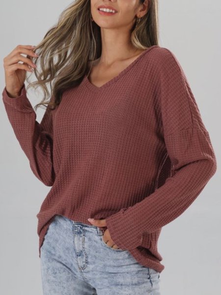 

Casual Regular Fit V Neck Shirts & Tops, Red, Tees & T-shirts