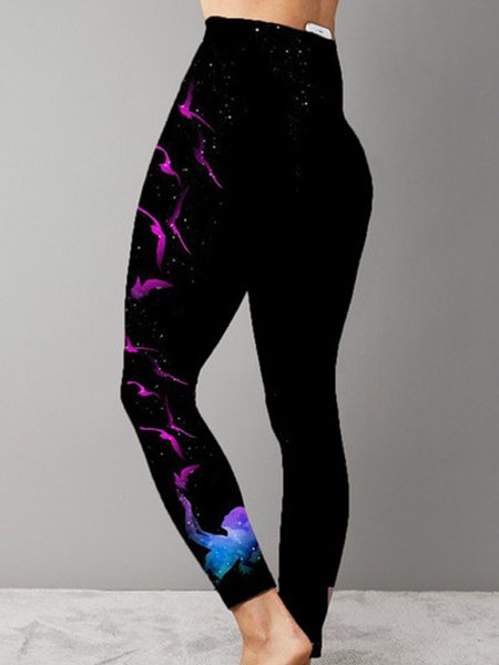 

High Stretch Ninth pants Butterfly Pants, Black, Leggings