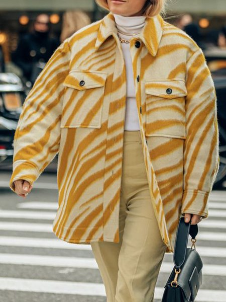 

Regular Fit Long sleeve Lapel Outerwear, Yellow, Coats