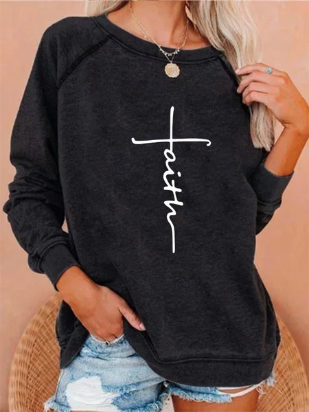 

Letter Long Sleeve Crew Neck Casual Sweatshirt, As picture, Hoodies & Sweatshirts
