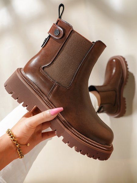 

Simple Metal Buckle Chesil Boots, Brown, Boots