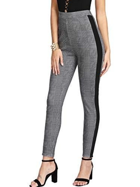 

Fall High Waist Elastic waist Long High Stretch Pants, Black-grey, Leggings