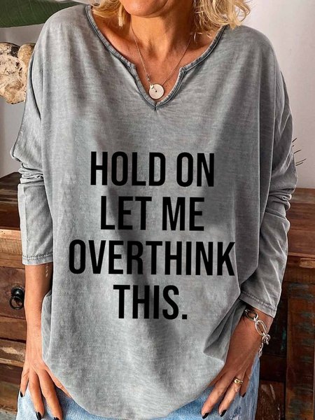 

Casual Long Sleeve U Neck Plus Size Printed Tops T-shirts, Gray, T-Shirts
