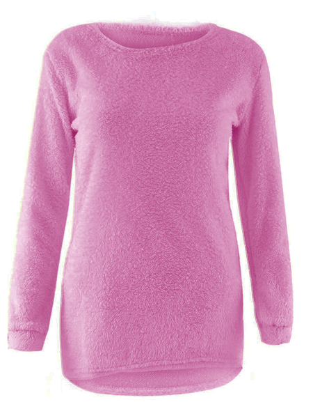 

Crew Neck Casual Loosen Shirts & Tops, Deep pink, Knitwear & Sweaters