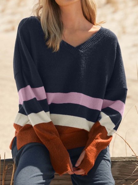 

Casual Striped Wool/Knitting Sweater, Dark blue, Sweaters & Cardigans