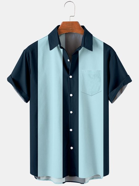 

Colorblock Work Shirt Collar Shirts & Tops, Blue, Shirt