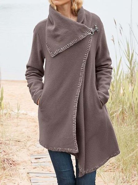 

Plain Woolen Lapel Outerwear, Deep gray, Outerwear