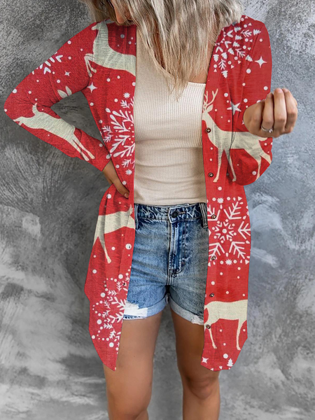 

Cotton Casual Outerwear, Red white, Outerwear