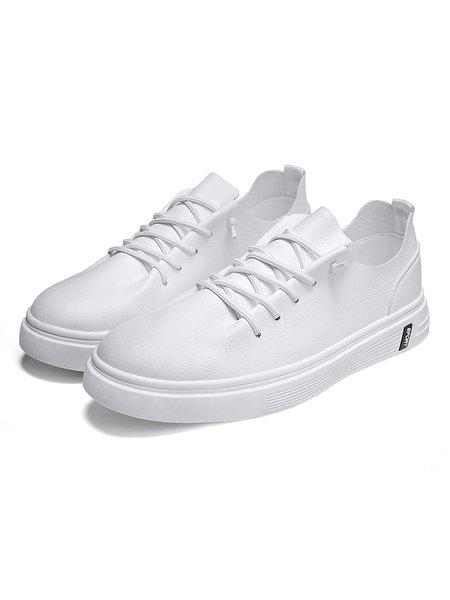 

Simple Plain Lace-up Sneakers, White, Sneakers