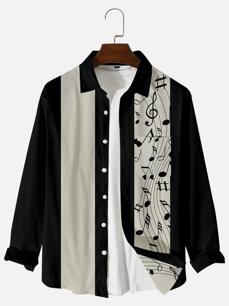 

Shirt Collar Long Sleeve Shirts, Black, Men's basic shirt