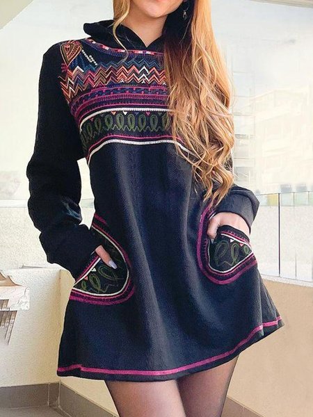 

Hooded Casual Dresses, Purplish blue, Mini Dresses