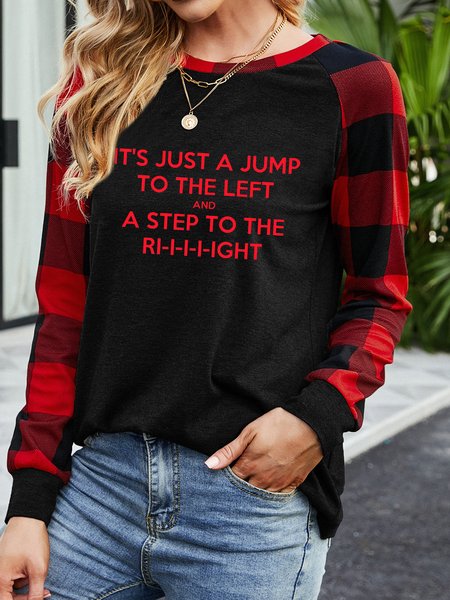 

Jump To The Left Print Crew Neck Sweatshirt, Black, Hoodies&Sweatshirts