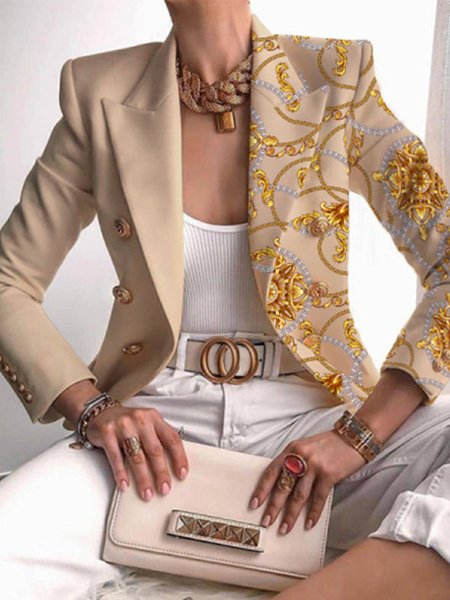 

Lapel Regular Fit Lady Outerwear, Light yellow, Blazers