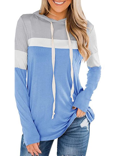 

Basics Simple Statement Fashion Loosen Hooded Sweatshirt, Sky blue, Hoodies & Sweatshirts