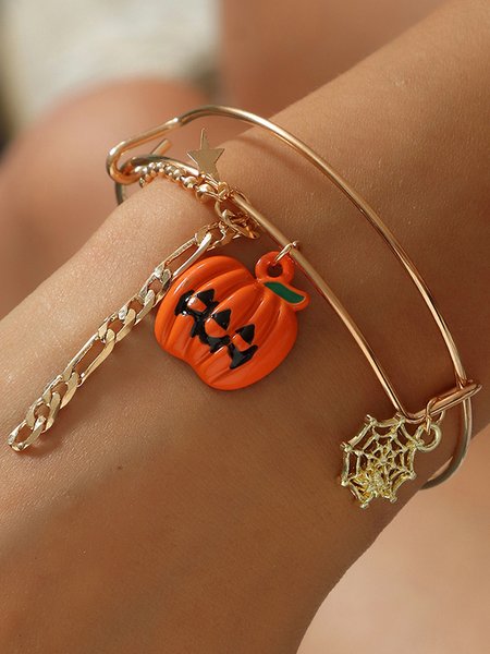 

Halloween Pumpkin Spider Web Pearl Bracelet, As picture, Jewelry
