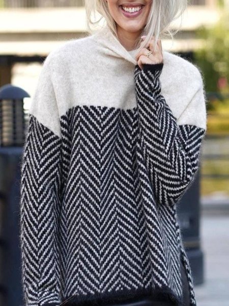 

Casual Long Sleeve Sweater, White, Knitwear & Sweaters