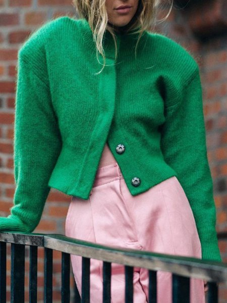 

Elegant Regular Fit Outerwear, Green, Cardigans