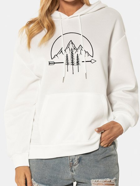 

Unocis Geometric Plant Print Hoodie, White, Hoodies