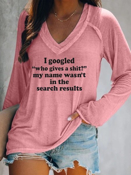 

My Name Wasn't In The Search Result Women's Casual V Neck Loosen Sweatshirts, Pink, Hoodies&Sweatshirts