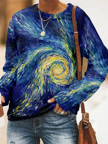 

Off Shoulder Casual Ombre Round Neck Sweatshirt, Dark blue, Hoodies & Sweatshirts