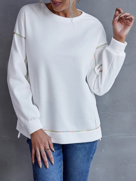 

Casual Slit Sweatshirt, White, Hoodies & Sweatshirts