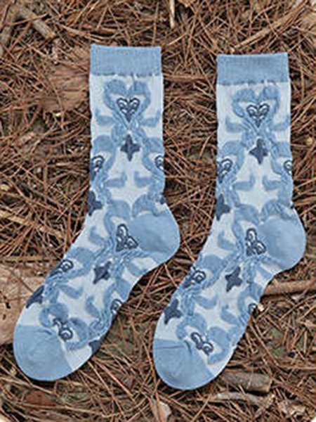 

Personalized Embroidery Flower Love Cotton Socks, Socks
