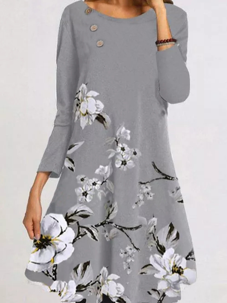 

Sweet Loosen Floral Knitting Dress, Gray, Floral Dresses