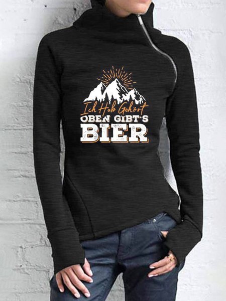 

High Neck Regular Fit Cotton Sweatshirt, Black, Hoodies & Sweatshirts