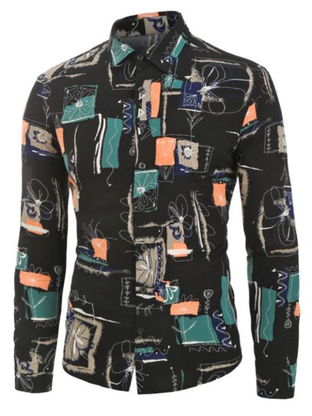 

Tribal Vintage Shirt Collar Shirts & Tops, As picture, Shirts