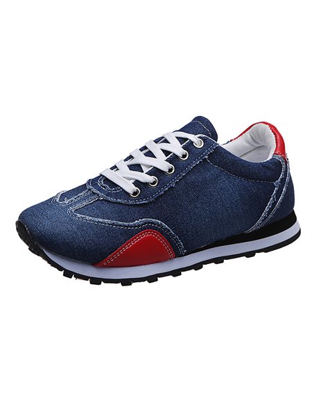 

Casual Denim Stitching Sneakers, Dark blue, Athletic & Casual Shoes