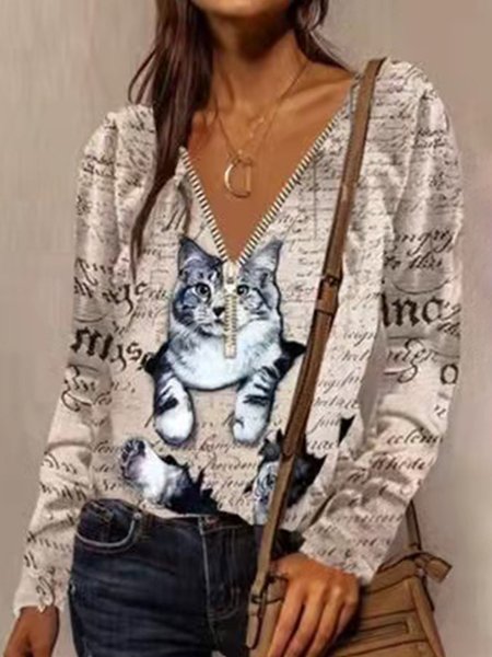 

Cotton Loosen Shirts & Tops, Light coffee, Tops