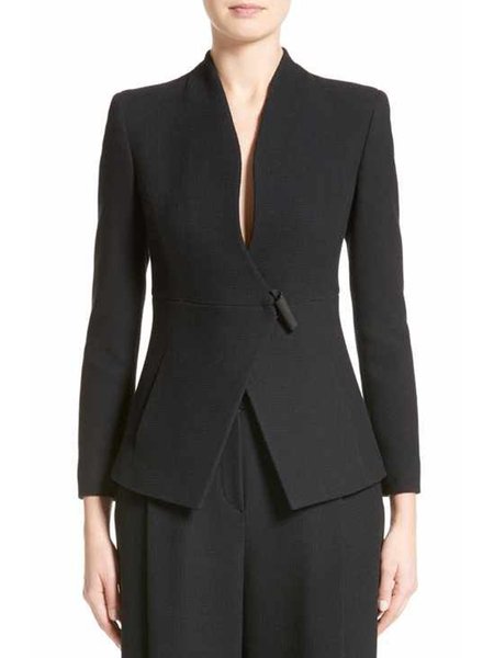 

V Neck Lady Regular Fit Outerwear, Black, Blazers