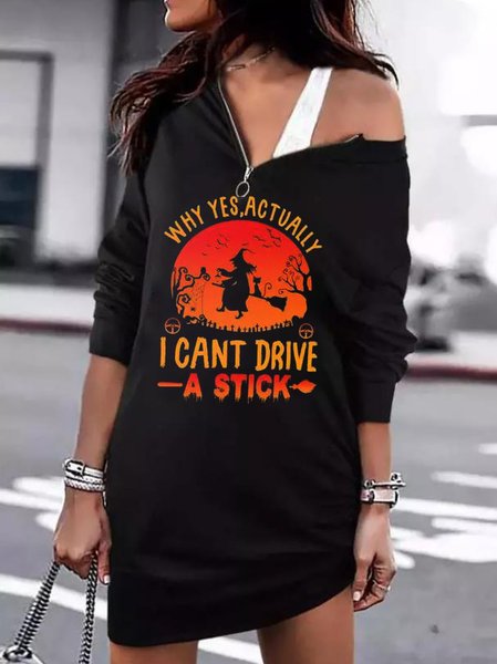 

Crew Neck Cotton Dresses, Black, Mini Dresses