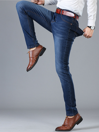 

Casual Denim Drawstring waist Pants, Blue, Jeans